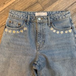 TOPSHOP straight leg jeans in bleach wash
